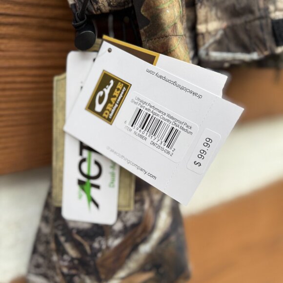 DRAKE Non-Typical Ultralight Waterproof Shell Pants Agion Active Mossy Oak Sz M - Picture 14 of 16